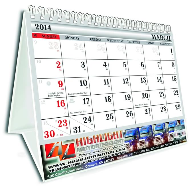 personalized desk top calendar
